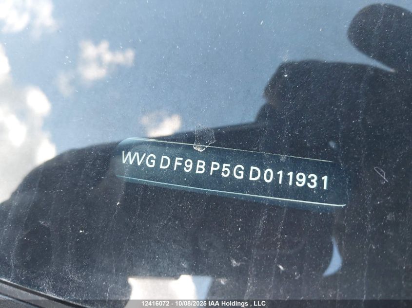 2016 Volkswagen Touareg 3.6L Execline/3.6L Highline VIN: WVGDF9BP5GD011931 Lot: 12416072