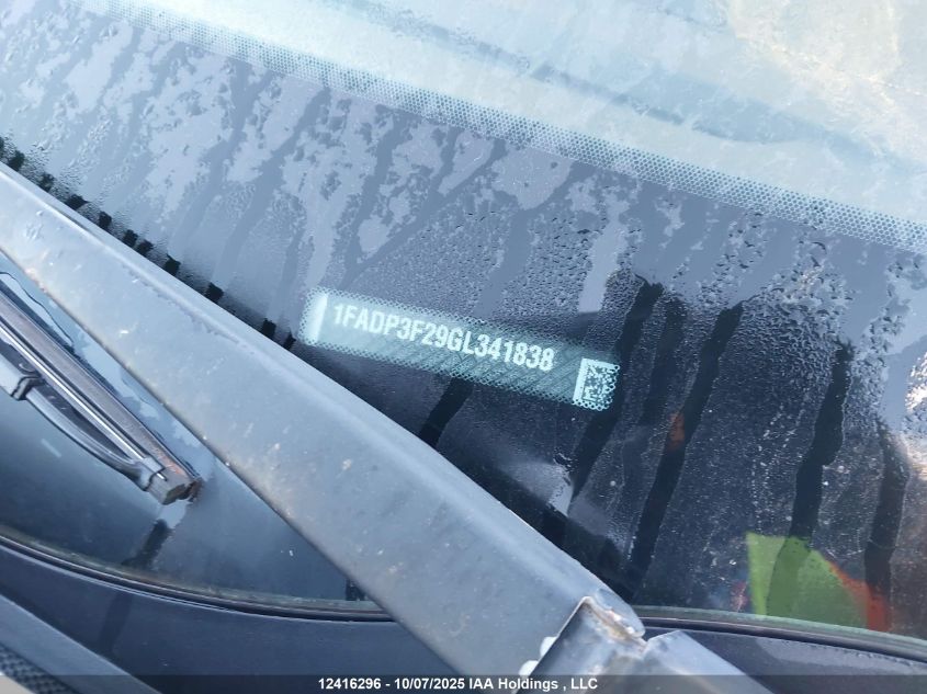 2016 Ford Focus Se VIN: 1FADP3F29GL341838 Lot: 12416296