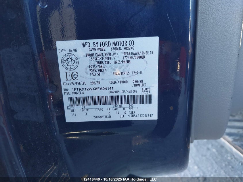 1FTRX12WX8FA04141 2008 FORD F-150 photo no. 9