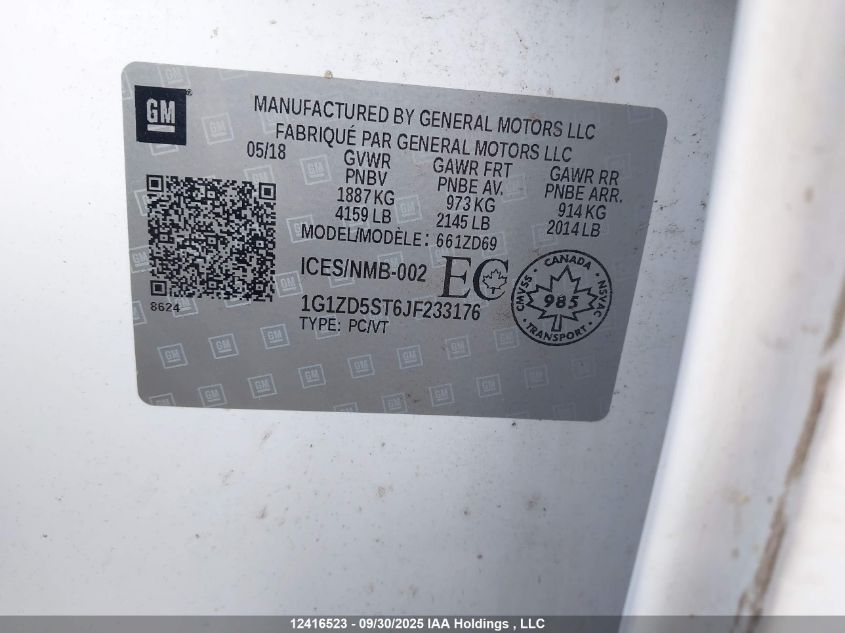 2018 Chevrolet Malibu VIN: 1G1ZD5ST6JF233176 Lot: 12416523