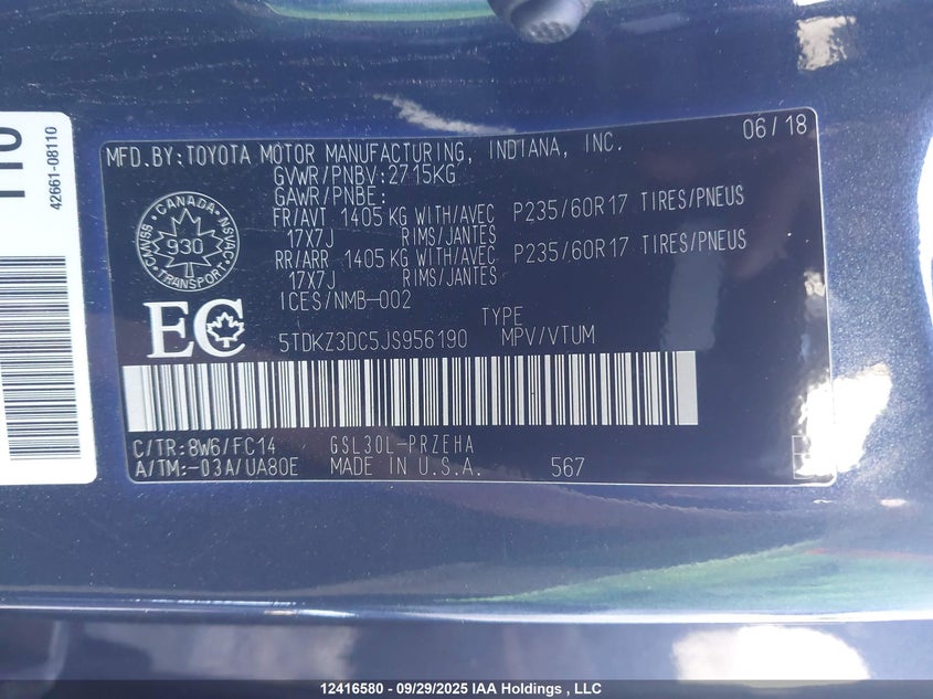 5TDKZ3DC5JS956190 2018 TOYOTA SIENNA photo no. 9