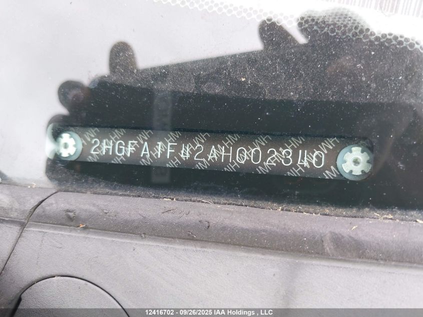 2010 Honda Civic VIN: 2HGFA1F42AH002340 Lot: 12416702