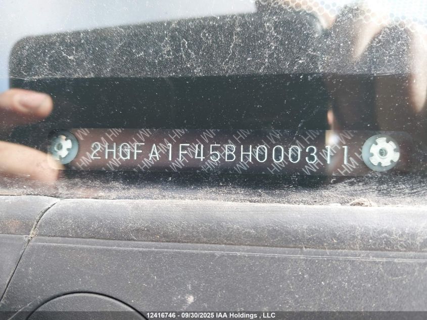 2011 Honda Civic Dx-G VIN: 2HGFA1F45BH000311 Lot: 12416746