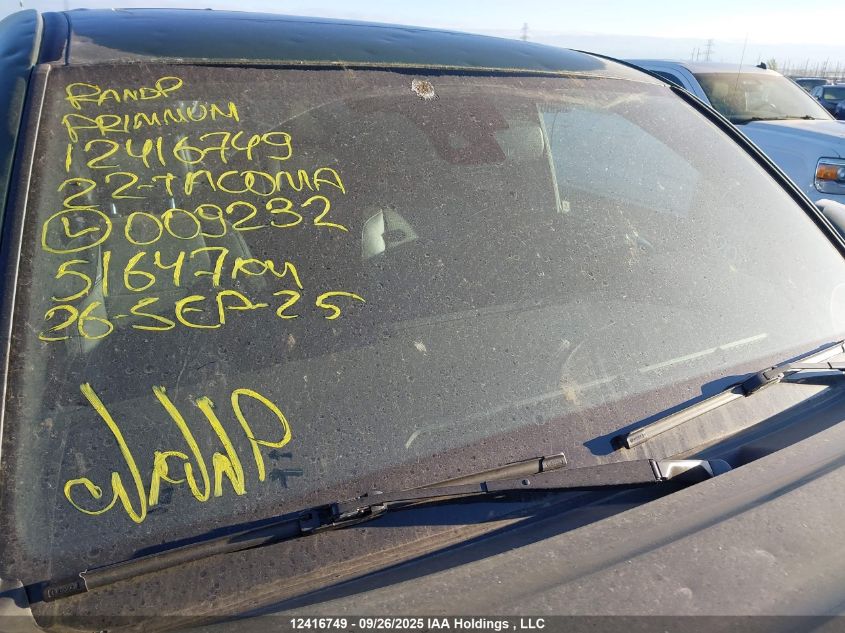 2022 Toyota Tacoma VIN: 3TYDZ5BN1NT009232 Lot: 12416749