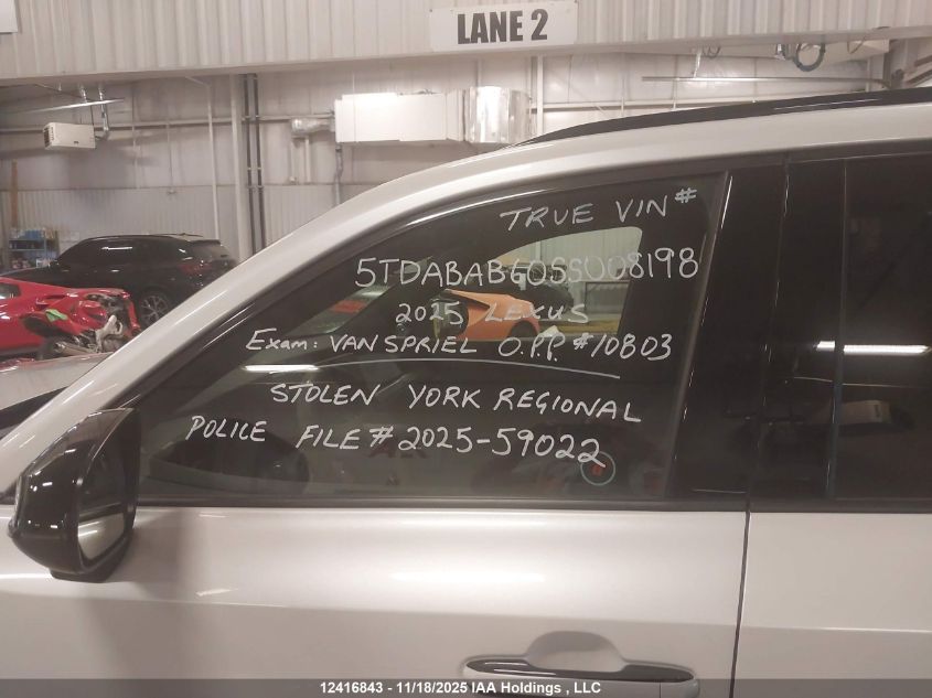 2025 Lexus Tx 500H VIN: 5TDABAB60SS008198 Lot: 12416843