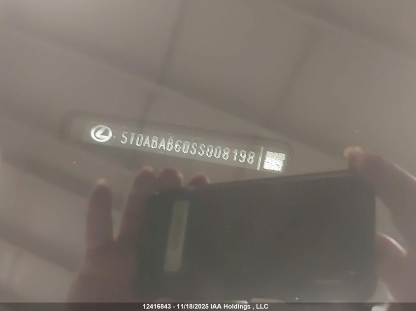 2025 Lexus Tx 500H VIN: 5TDABAB60SS008198 Lot: 12416843