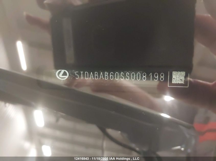 2025 Lexus Tx 500H VIN: 5TDABAB60SS008198 Lot: 12416843