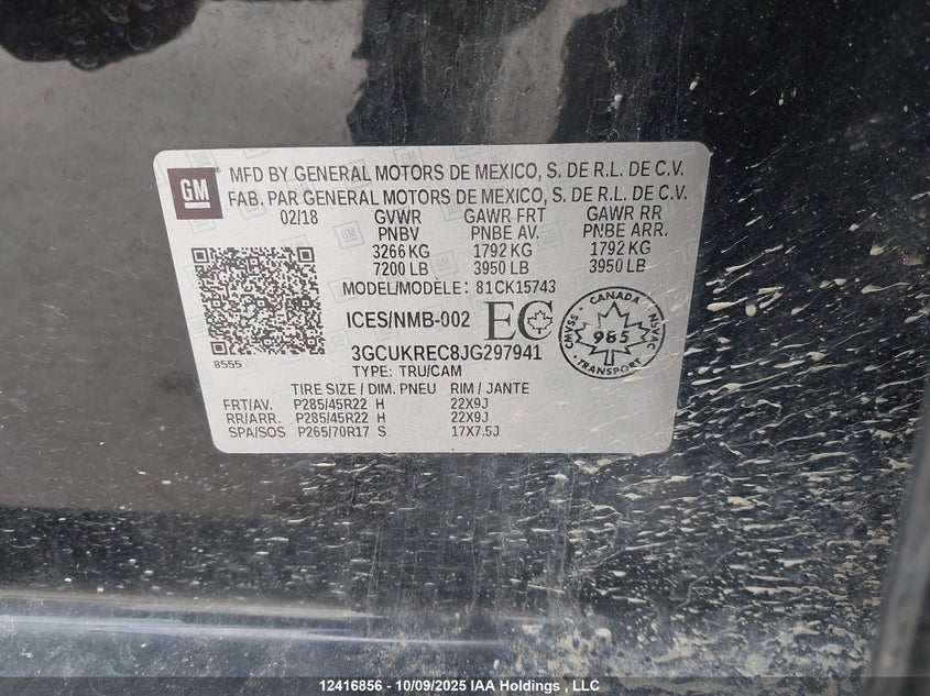 3GCUKREC8JG297941 2018 CHEVROLET SILVERADO photo no. 9