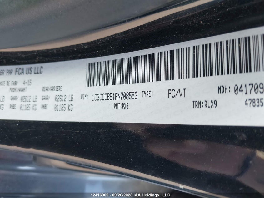 1C3CCCBB1FN708553 2015 CHRYSLER 200 photo no. 9