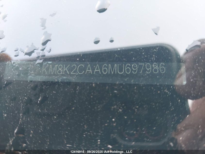 2021 Hyundai Kona Sel VIN: KM8K2CAA6MU697986 Lot: 12416915