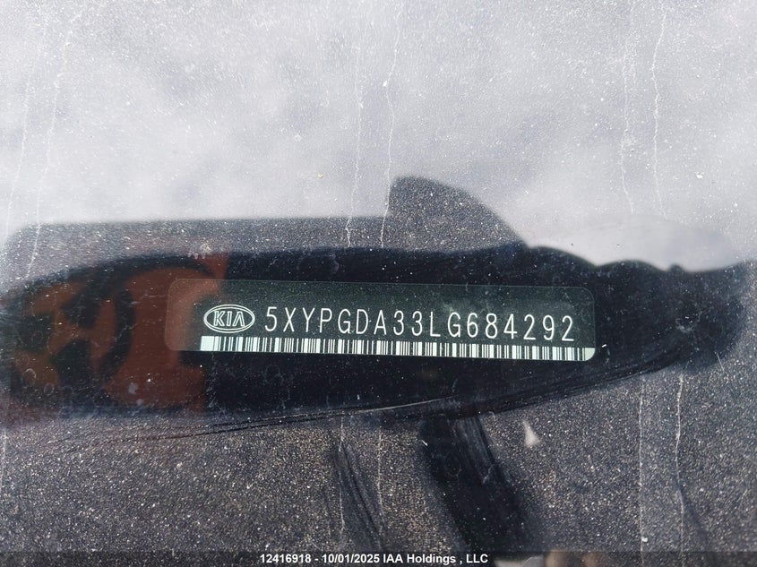 2020 Kia Sorento 2.4L Lx/2.4L Lx+/3.3L Lx+ VIN: 5XYPGDA33LG684292 Lot: 12416918