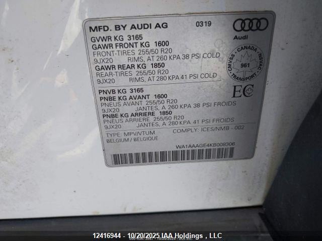 WA1AAAGE4KB008306 2019 AUDI E-TRON photo no. 10