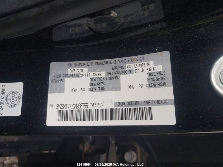 2016 Mazda 3 Touring VIN: 3MZBM1V77GM286765 Lot: 12416964