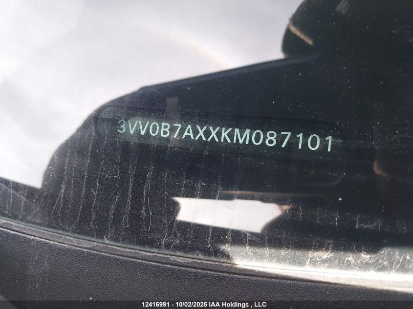 2019 Volkswagen Tiguan VIN: 3VV0B7AXXKM087101 Lot: 12416991