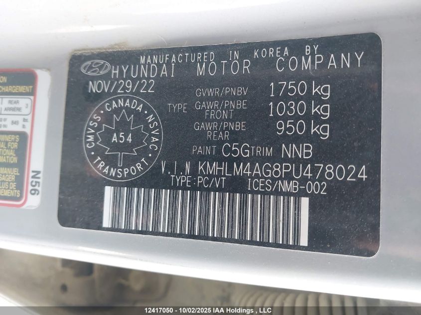 2023 Hyundai Elantra Preferred Ivt With Tech Package VIN: KMHLM4AG8PU478024 Lot: 12417050