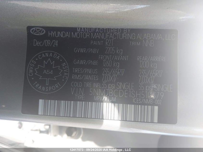 5NMJBCDE1SH510379 2025 HYUNDAI TUCSON photo no. 9