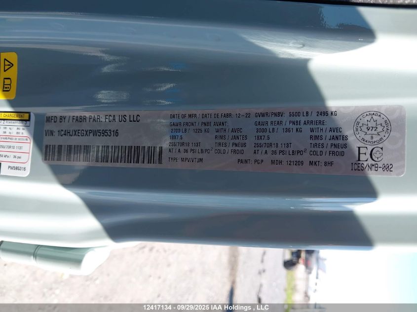 2023 Jeep Wrangler 4-Door Sahara VIN: 1C4HJXEGXPW595316 Lot: 12417134