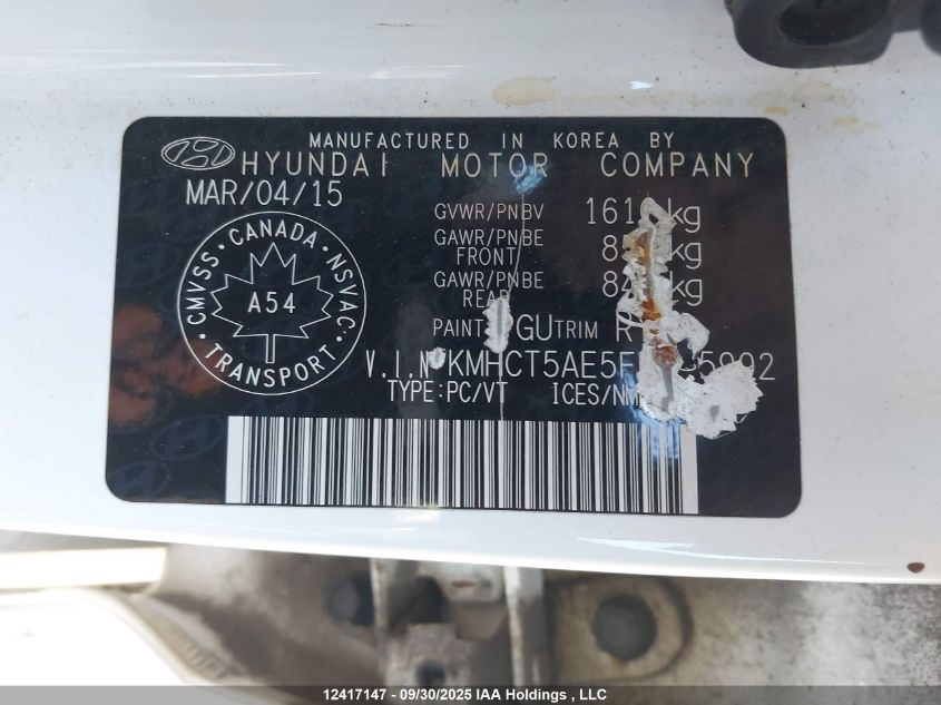2015 Hyundai Accent VIN: KMHCT5AE5FU225992 Lot: 12417147
