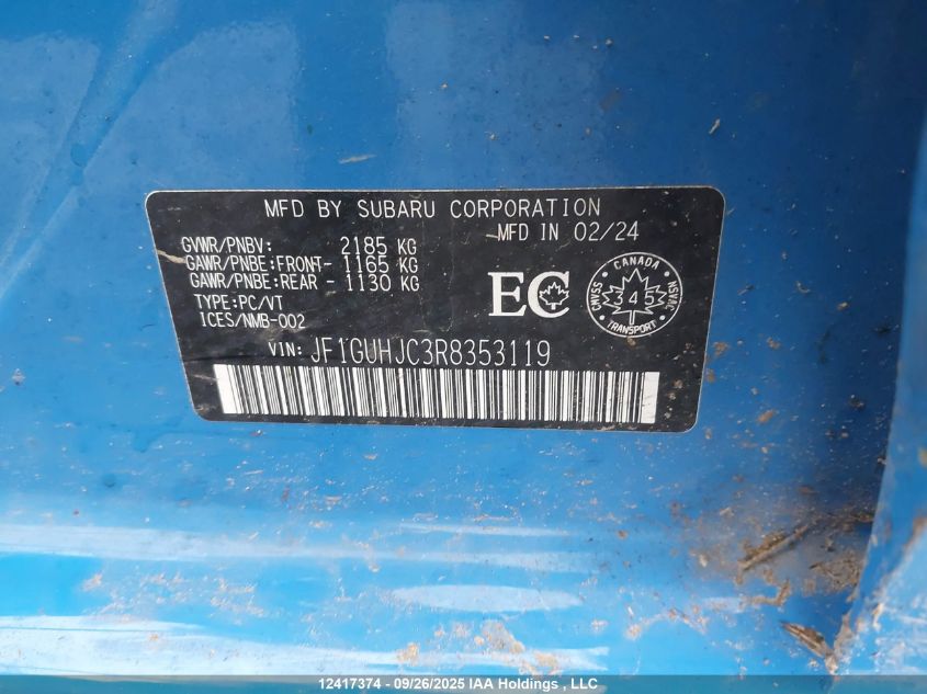 2024 Subaru Impreza VIN: JF1GUHJC3R8353119 Lot: 12417374