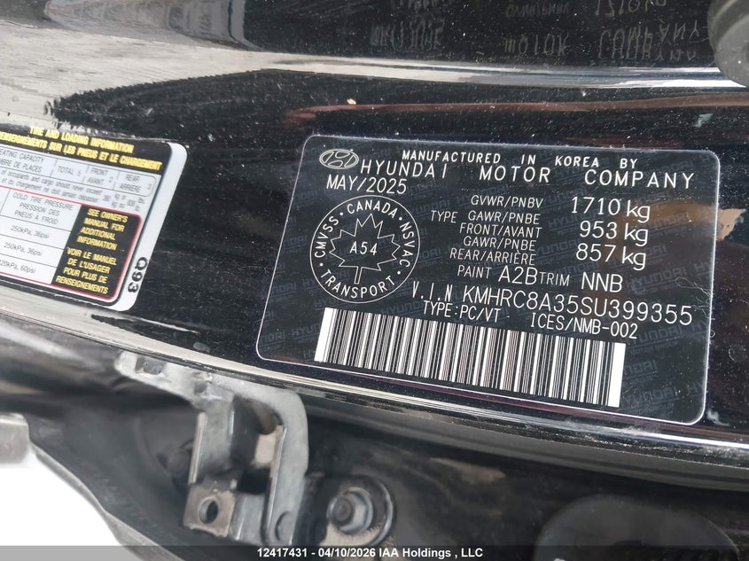 2025 Hyundai Venue Sel/Limited VIN: KMHRC8A35SU399355 Lot: 12417431