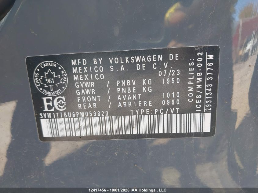 2023 Volkswagen Jetta Gli VIN: 3VW1T7BU6PM059823 Lot: 12417456