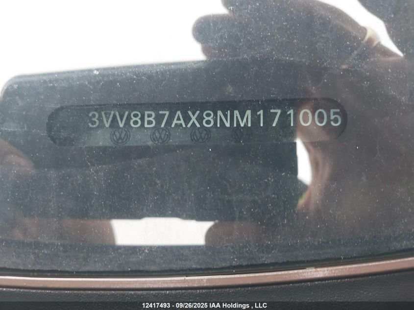 2022 Volkswagen Tiguan Se R-Line Black VIN: 3VV8B7AX8NM171005 Lot: 12417493