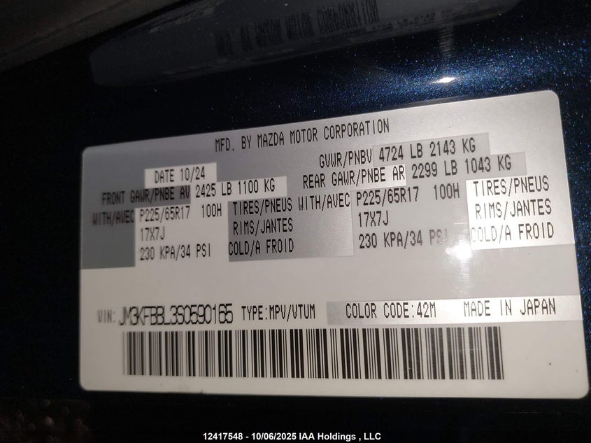 JM3KFBBL3S0590165 2025 MAZDA CX-5 photo no. 9