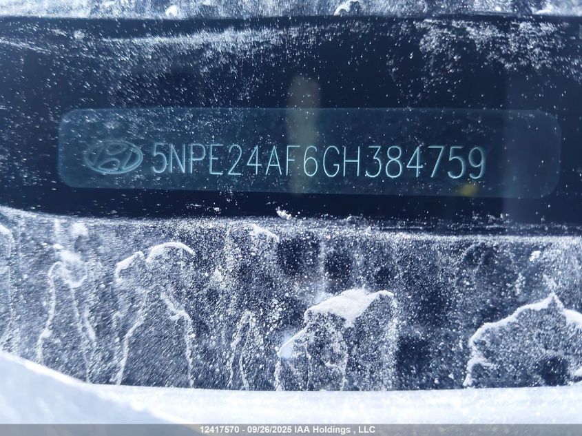 2016 Hyundai Sonata Gl VIN: 5NPE24AF6GH384759 Lot: 12417570