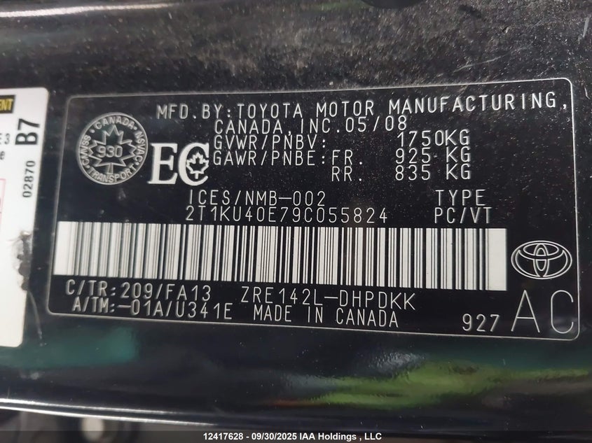 2009 Toyota Matrix Wagon VIN: 2T1KU40E79C055824 Lot: 12417628