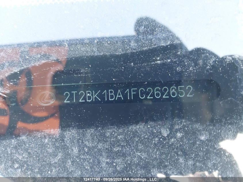 2015 Lexus Rx 350 Sportdesign VIN: 2T2BK1BA1FC262652 Lot: 12417743