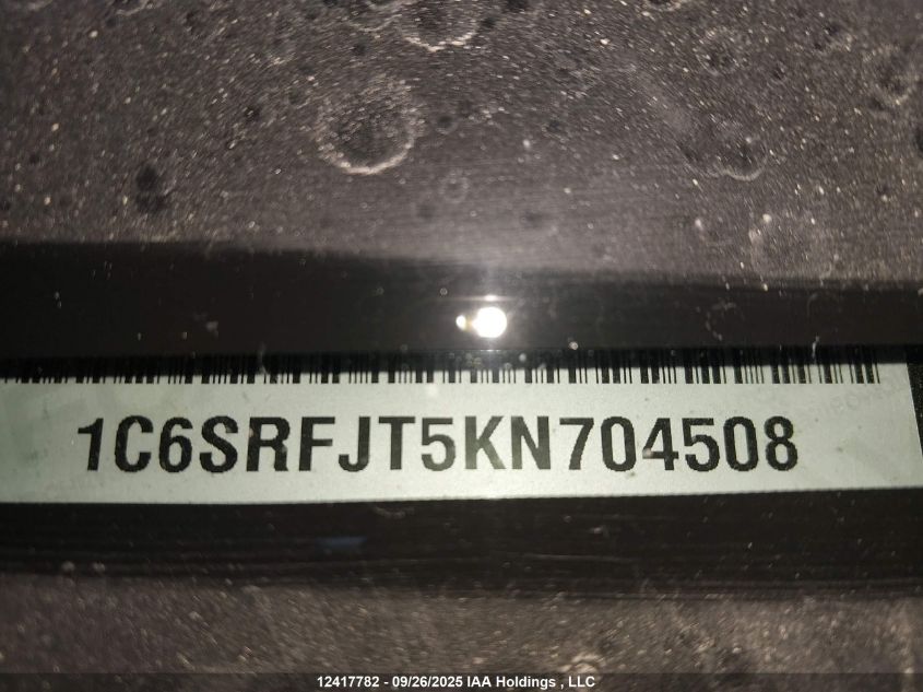 2019 Ram 1500 Laramie VIN: 1C6SRFJT5KN704508 Lot: 12417782