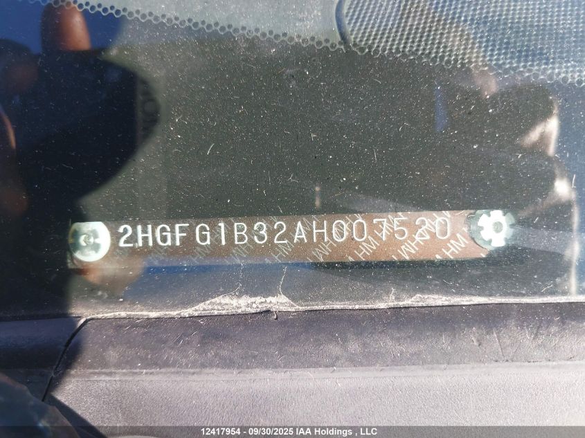 2010 Honda Civic VIN: 2HGFG1B32AH007520 Lot: 12417954