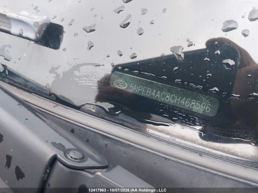 2012 Hyundai Sonata Gls VIN: 5NPEB4AC8CH468596 Lot: 12417963