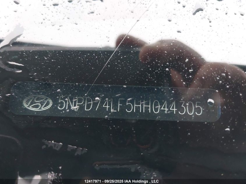 2017 Hyundai Elantra Se VIN: 5NPD74LF5HH044305 Lot: 12417971