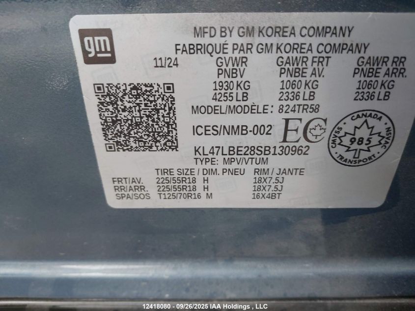 2025 Buick Envista Sport Touring Fwd VIN: KL47LBE28SB130962 Lot: 12418080