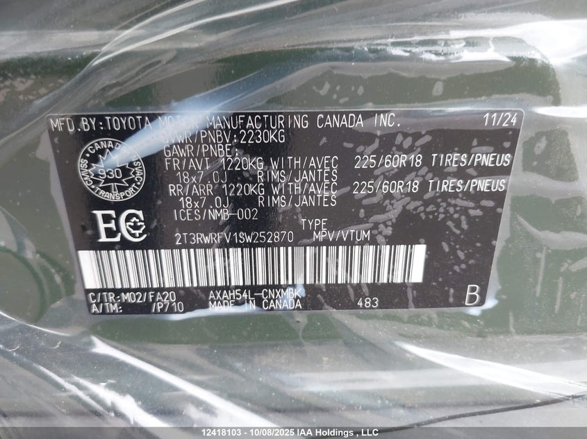 2T3RWRFV1SW252870 2025 TOYOTA RAV 4 photo no. 9