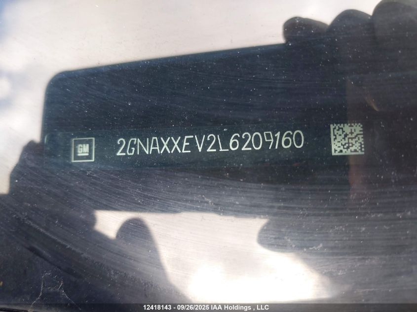2020 Chevrolet Equinox VIN: 2GNAXXEV2L6209160 Lot: 12418143