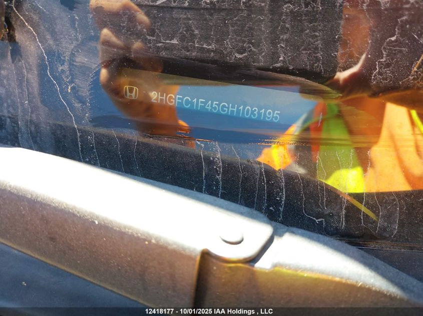 2016 Honda Civic Ex VIN: 2HGFC1F45GH103195 Lot: 12418177