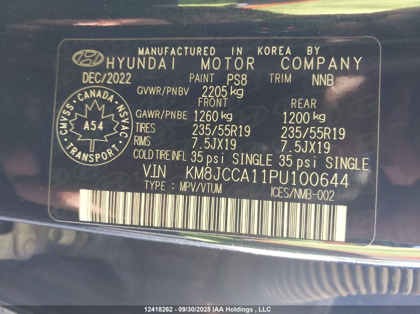 2023 Hyundai Tucson Hybrid VIN: KM8JCCA11PU100644 Lot: 12418262