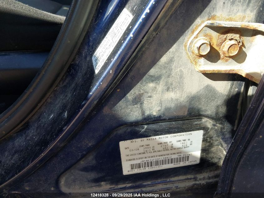 2008 Mazda 3 I VIN: JM1BK34F281138812 Lot: 12418328
