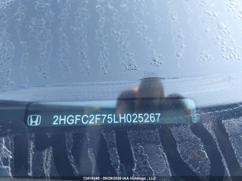 2020 Honda Civic Ex VIN: 2HGFC2F75LH025267 Lot: 12418340