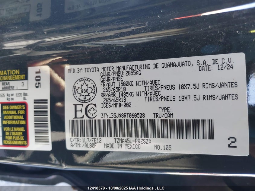 3TYLB5JN8RT060508 2024 TOYOTA TACOMA photo no. 9