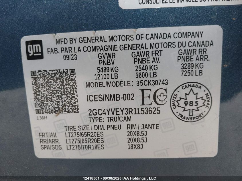 2024 Chevrolet Silverado K3500 High Country VIN: 2GC4YVEY3R1153625 Lot: 12418501