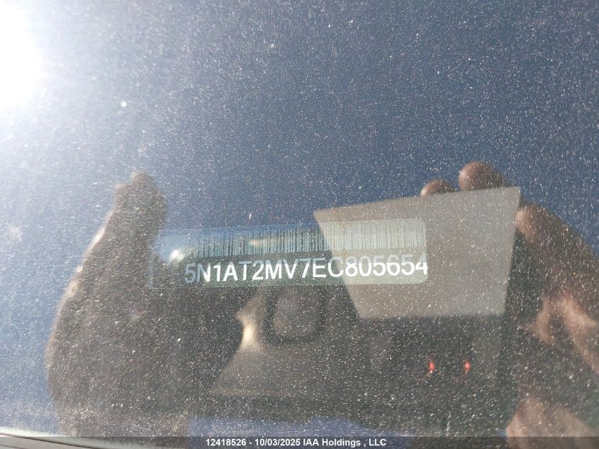 2014 Nissan Rogue S/Sl/Sv VIN: 5N1AT2MV7EC805654 Lot: 12418526