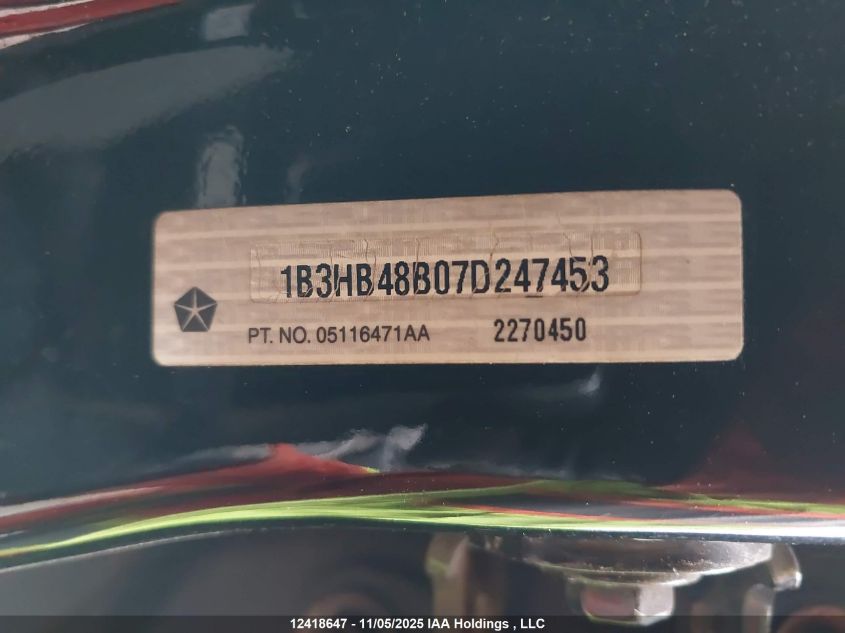 2007 Dodge Caliber Sxt VIN: 1B3HB48B07D247453 Lot: 12418647