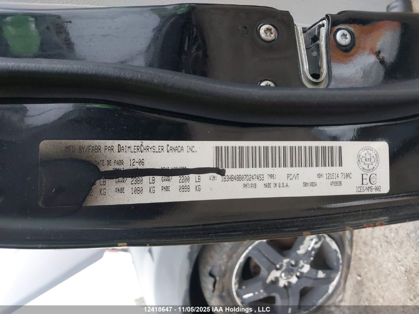 2007 Dodge Caliber Sxt VIN: 1B3HB48B07D247453 Lot: 12418647