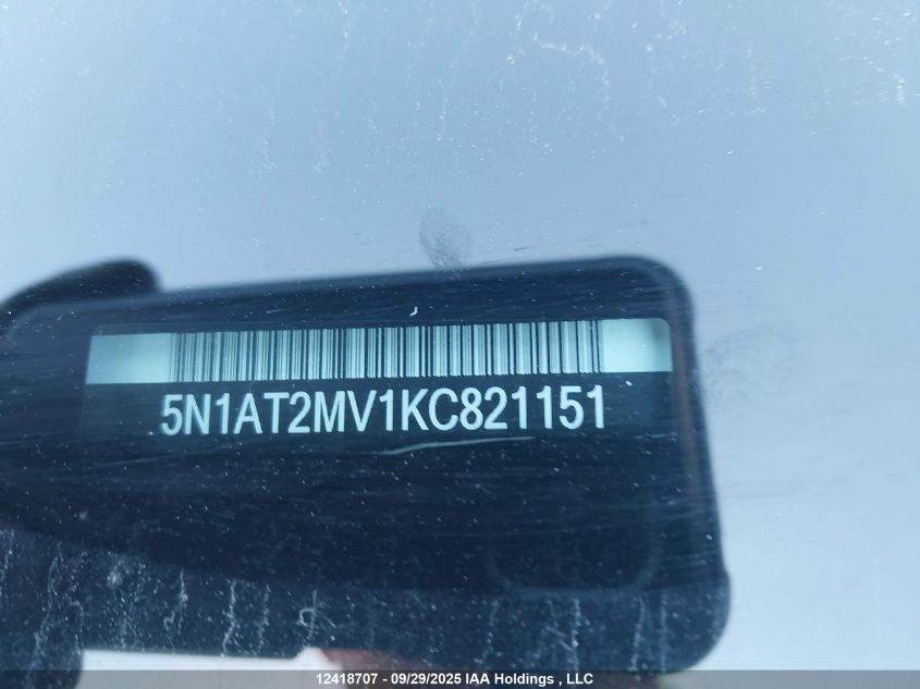2019 Nissan Rogue S/Sl/Sv VIN: 5N1AT2MV1KC821151 Lot: 12418707