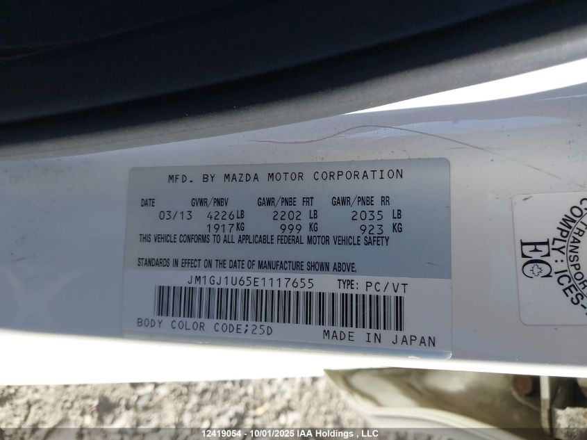 2014 Mazda 6 Sport VIN: JM1GJ1U65E1117655 Lot: 12419054