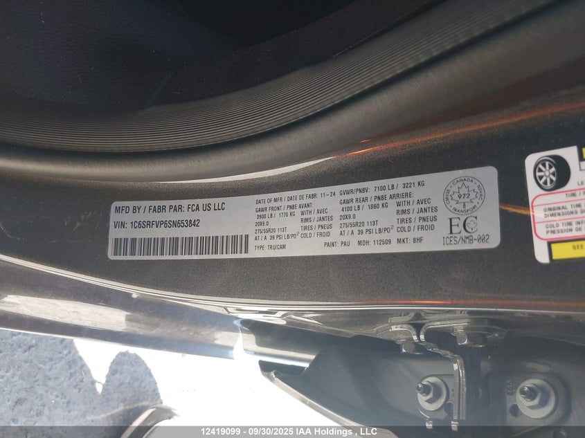 1C6SRFVP6SN653842 2025 DODGE RAM photo no. 9