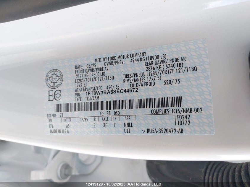 1FT8W3BA8SEC44672 2025 FORD F350 photo no. 9